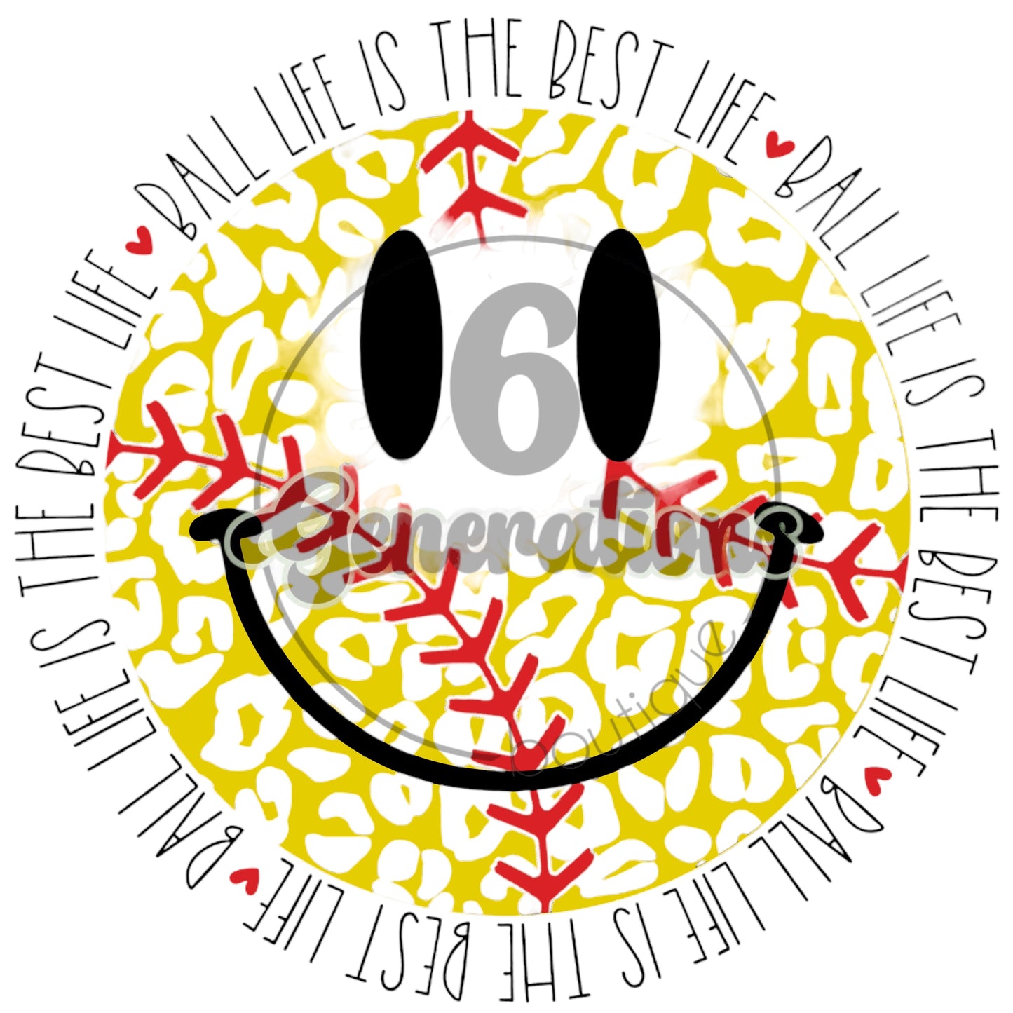 Smiley Softball DTF Print