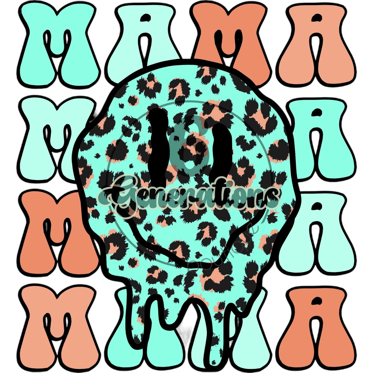 Teal/Peach Cheetah Mama DTF Print