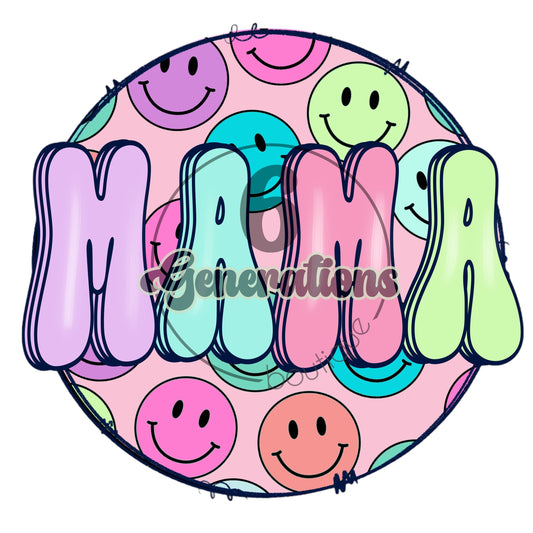 Colorful Smiley Mama DTF Print