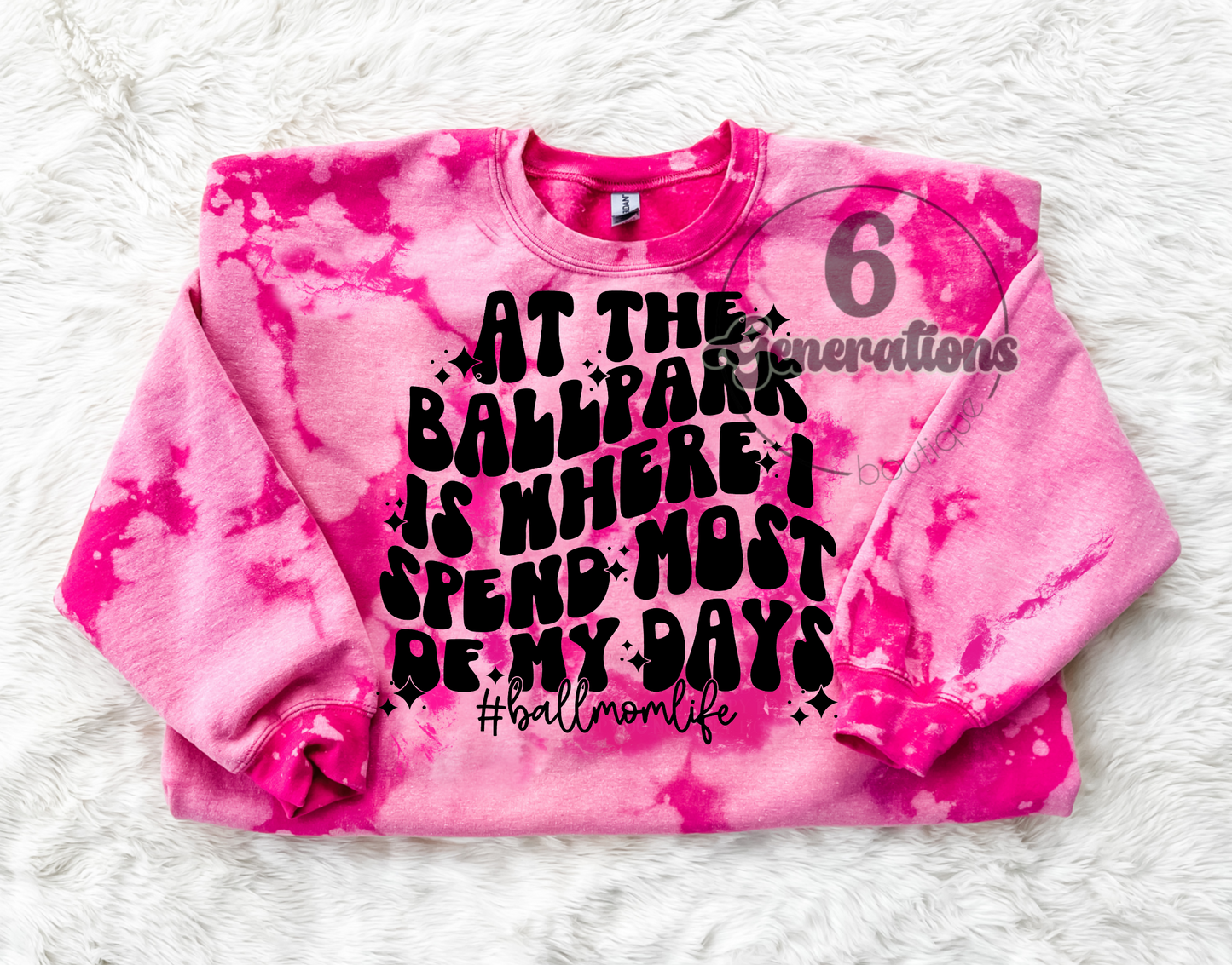 Ballpark #momlife Bleached Sweatshirt