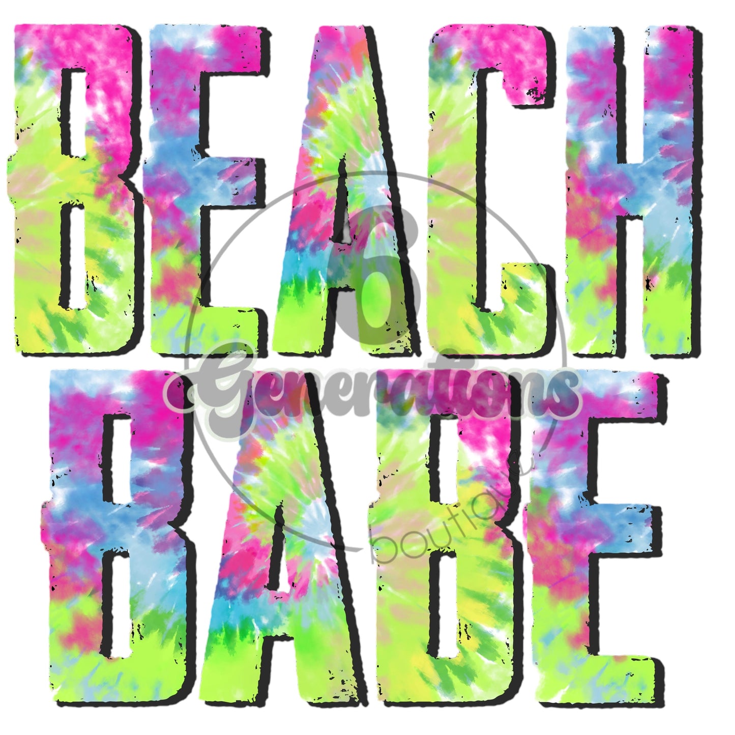 Tye Dye Beach Babe DTF Print