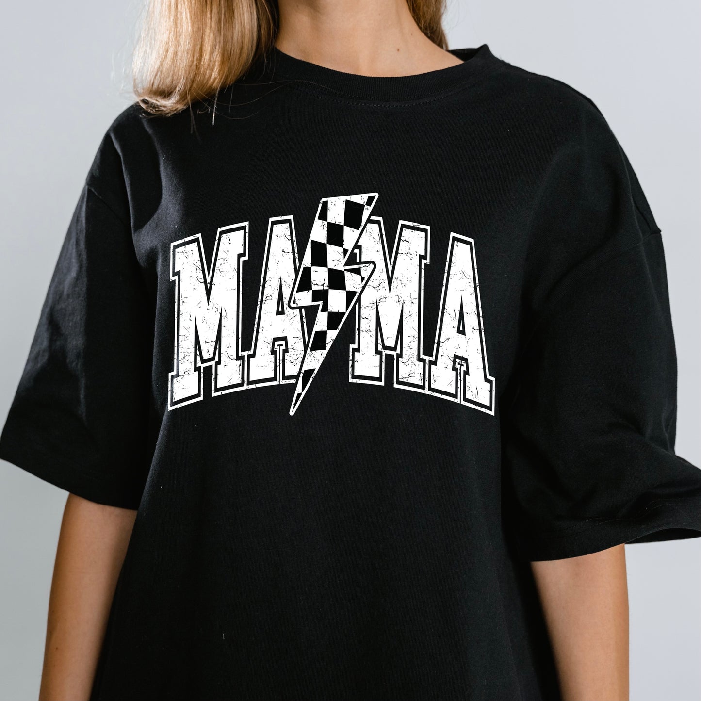 White Checkered Mama Tee