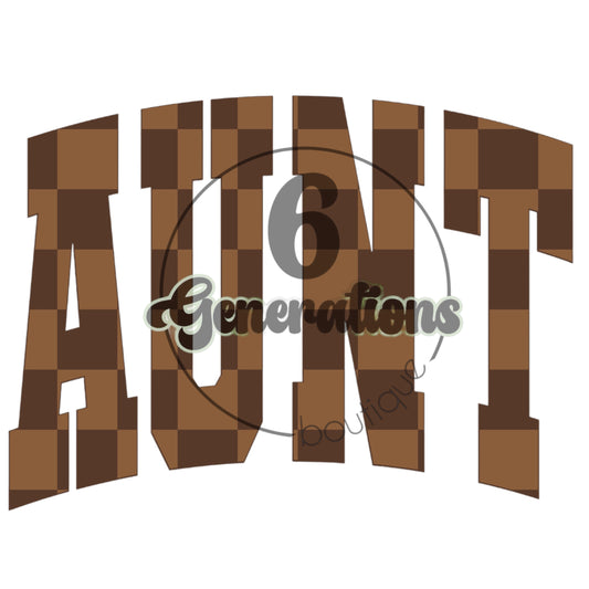 Brown Checkered Aunt DTF Print