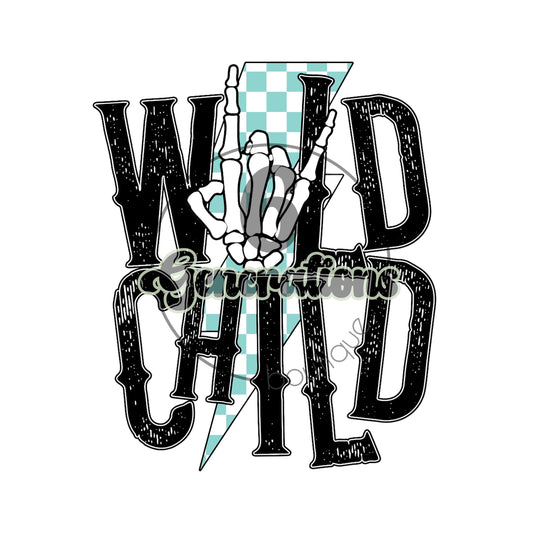 Teal Wild Child DTF Print