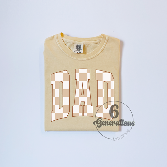 Tan Checkered Dad Tee