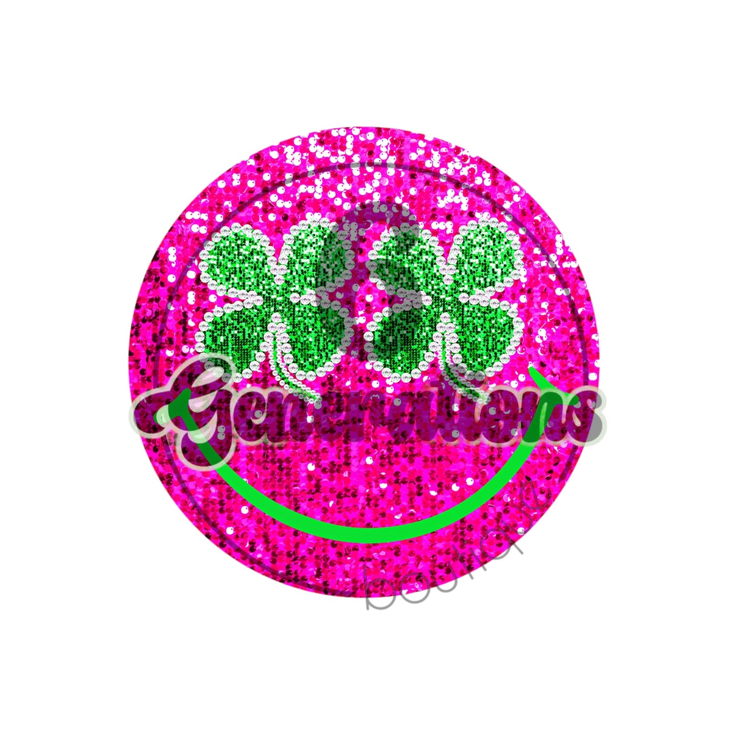 Pink Glitter Smiley DTF Print