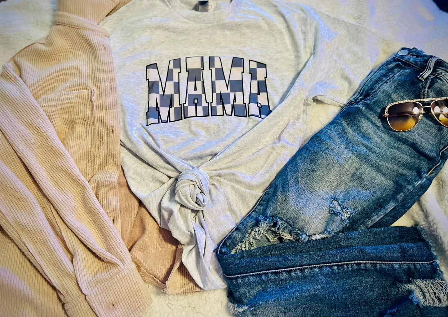 Checkered Mama Tee